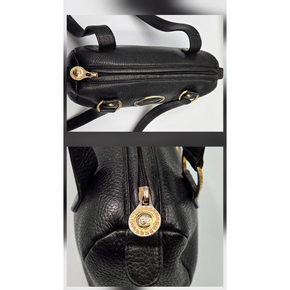 Gianni Versace  Vintage Black Pebbled Leather Medusa Shoulder Bag Gold Hardware - Picture 11 of 12